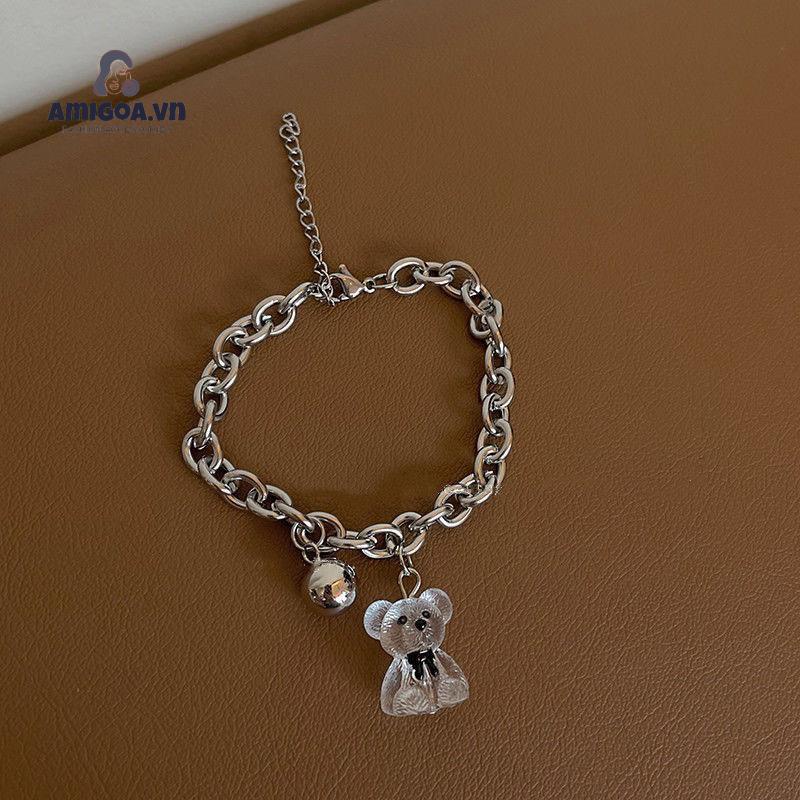 ✨✨Vòng tay trong suốt phối mặt hình gấu thiết kế thời trang cho nữ