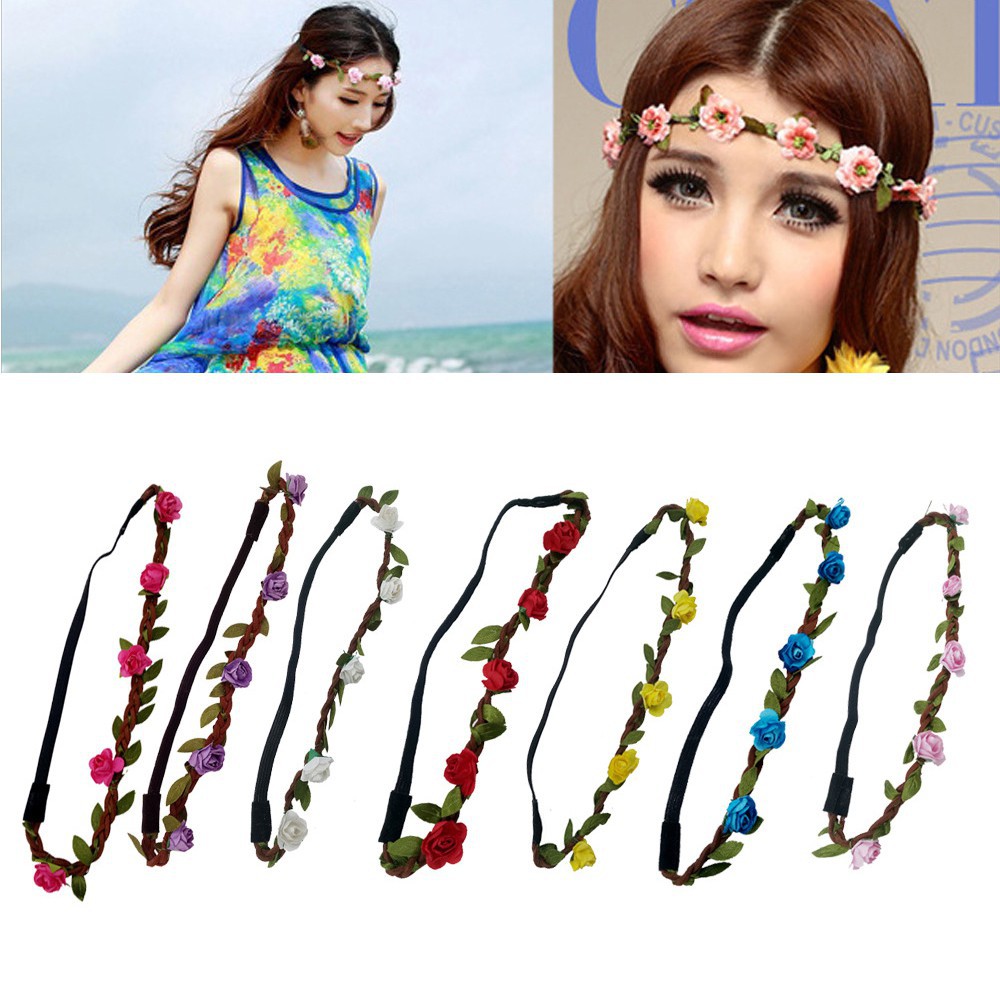 Băng đô dây thun đính hoa nhí