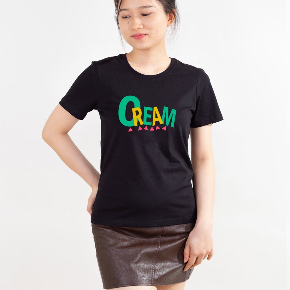 Áo thun nữ TOLI cổ tròn màu đen in Paris, 100% cotton 4 chiều mềm mịn, co dãn, form suông cơ bản