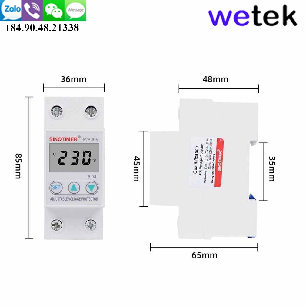 Relay bảo vệ điện áp 220V dân dụng, cao áp, thấp áp, mất trung tính, Sinotimer SVP-915-40A, màn hình LCD cao cấp