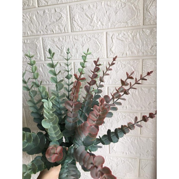 Cành lá Táo đốm 10 nhánh chất liệu cao su dài 55 cm decor siêu đẹp
