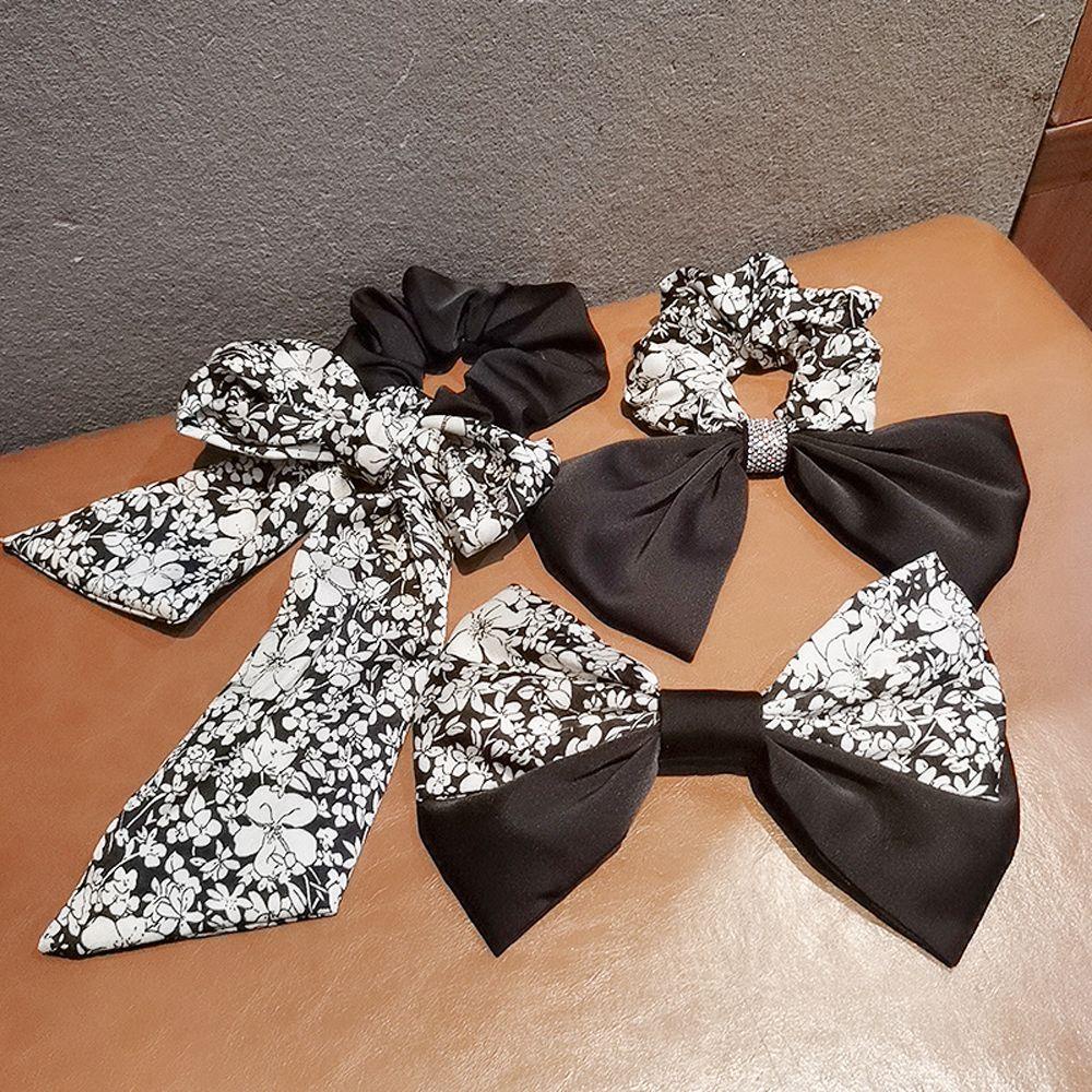 Dây Cột Tóc Ruy Băng Cỡ Lớn In Họa Tiết Hoa Phong Cách Hàn Quốc Cổ Điển Thời Trang Cho Nữ