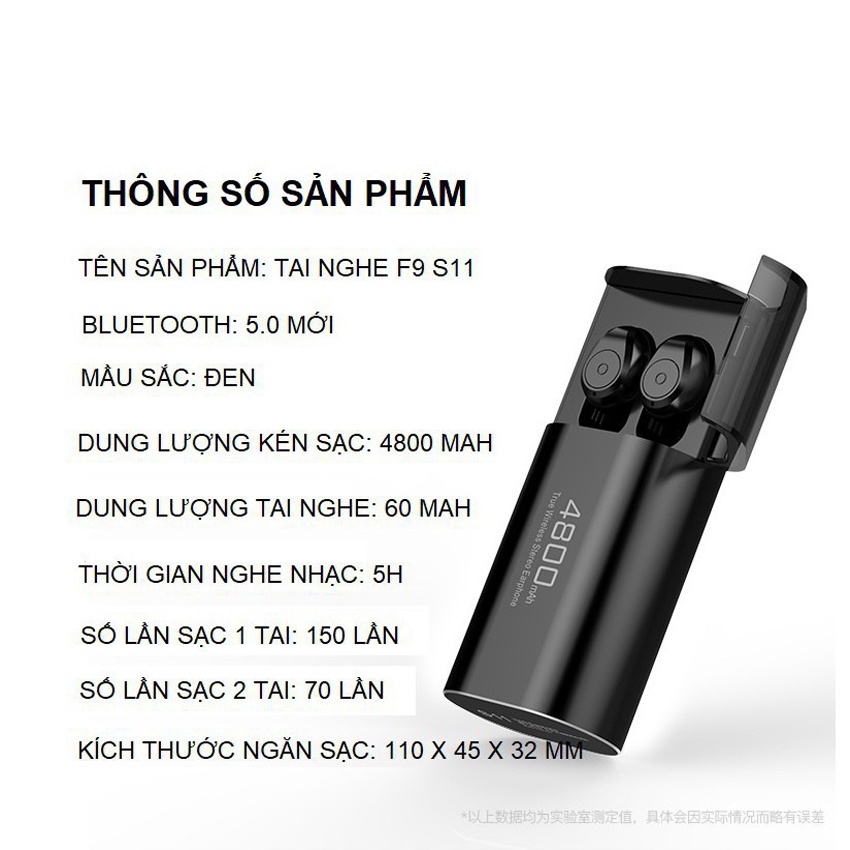 [Tai nghe Bluetooth S11] tai nghe không dây kiêm sạc dự phòng 4800mAh chống nướcIPX5, chống ồn, b.hành 1 Năm Tại Hatisop