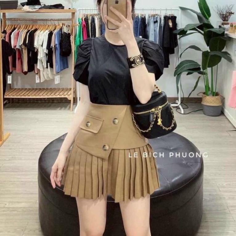 Chân váy xếp ly -chân váy tennis ngắn thu đông_383 mầu trắng, babydoll ulzzang mềm nội y xanh