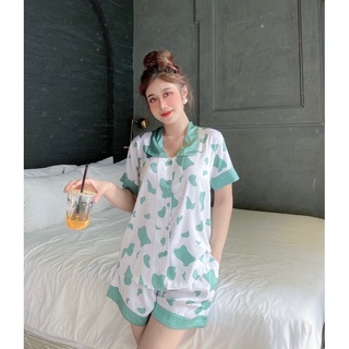 Đồ bộ pijama cổ sen bò sữa