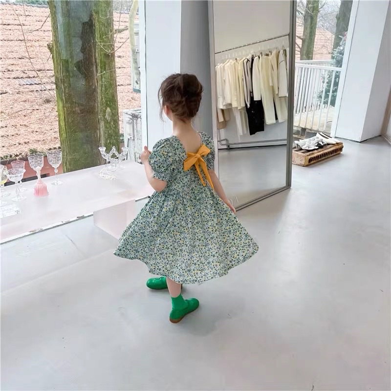 Đầm Melisa hoa nhí nơ vàng cho bé gái siêu xinh