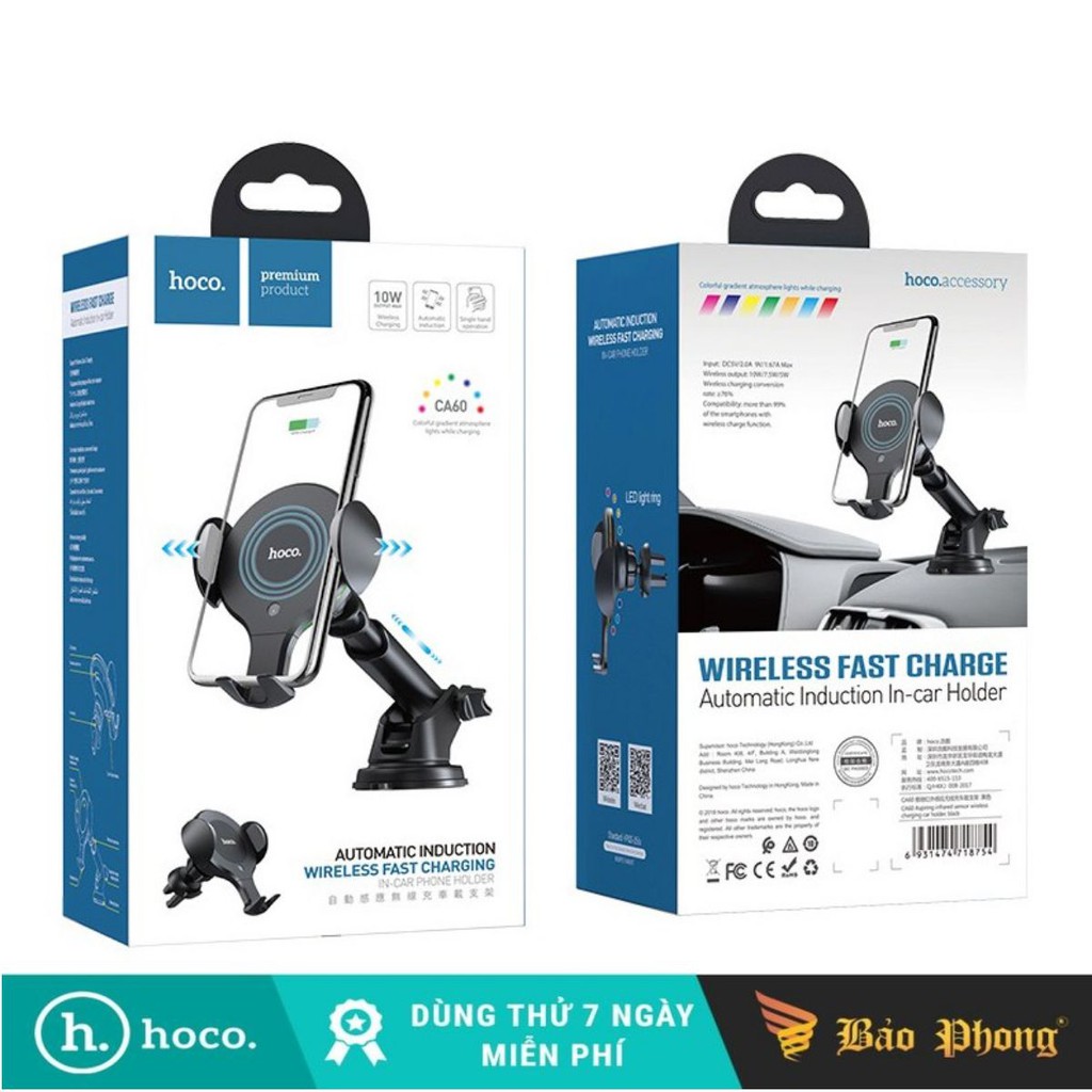 Giá đỡ điện thoại sạc không dây HOCO CA60 10W- chính hãng