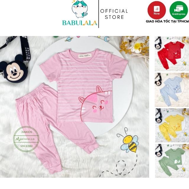 Bộ Minky Mom Tay Ngắn Quần Dài Cho Bé Gái Bé Trai 1 2 3 4 5 6 Tuổi Vải Thun Lạnh-Đồ Bộ Trẻ Em Hình Mèo-TN03-Babulala