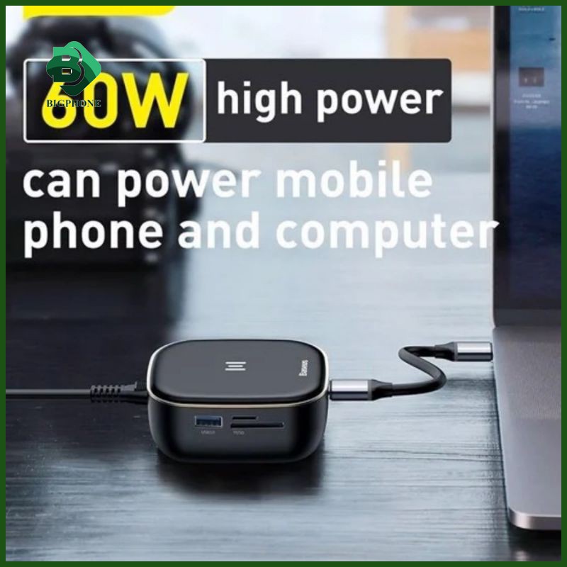 [Mã SKAMA07 giảm 8% đơn 250k]Bộ Hub mở rộng 7 in 1 tích hợp sạc 60W Baseus Type-C HUB Adapter AC Multifunctional Charger