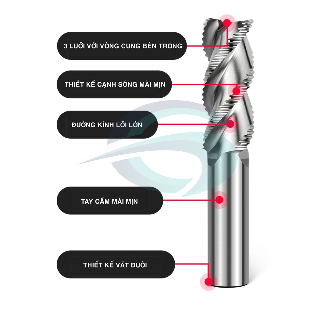 Dao phay phá thô gia công nhôm, thép