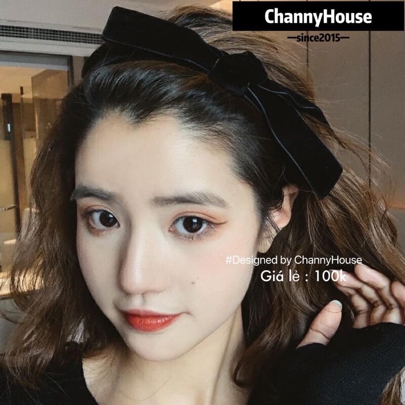Channyhouse_Bờm tóc nơ nhung đen lệch