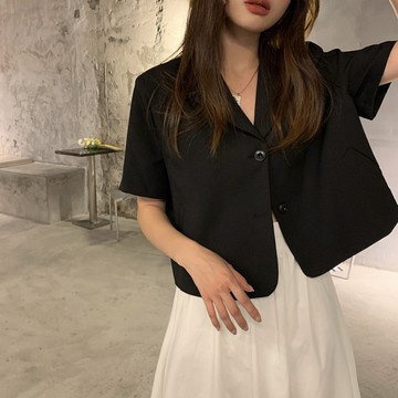 Áo khoác kiểu vest dáng ngắn tay ngắn thiết kế mới thời trang mùa hè cho nữ