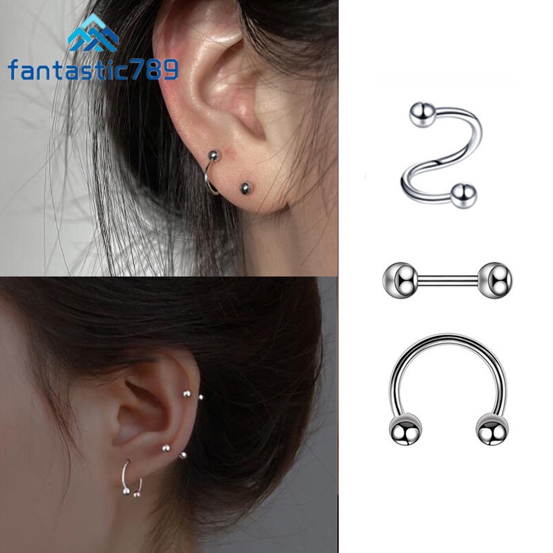 Khuyên Tai Xoắn Ốc Fantastic789 Bằng Thép Không Gỉ Tối Giản Cho Nam Và Nữ