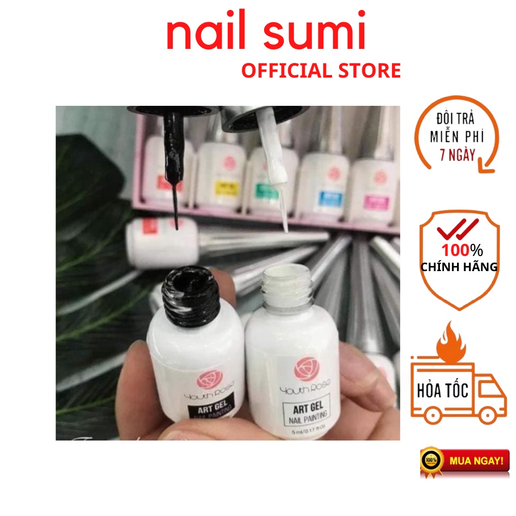 Cọ nét Hoa Hồng Đen-Trắng , cọ nét vẽ móng nail