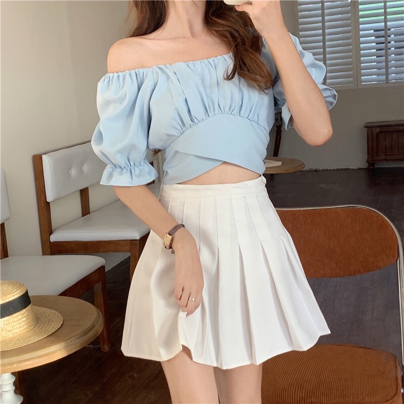 Hàng mới áo croptop thắt nơ eo tay bồng