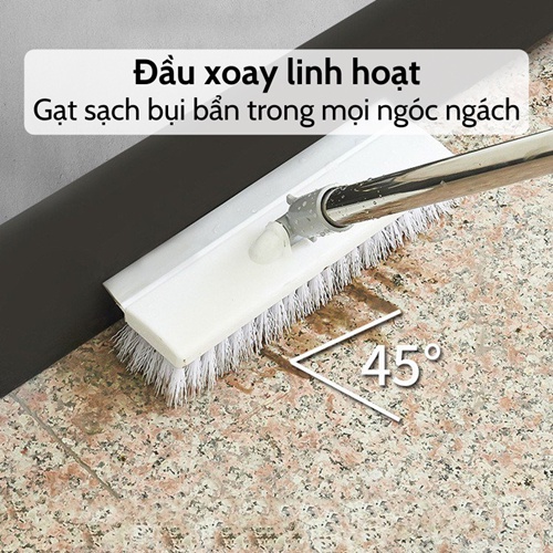 [MẪU MỚI] Chổi cọ sàn  Cây chà sàn gạt nước nhà tắm, nhà vệ sinh đa năng thông minh cán dài 2 in 1 xoay 180 độ tiện lợi