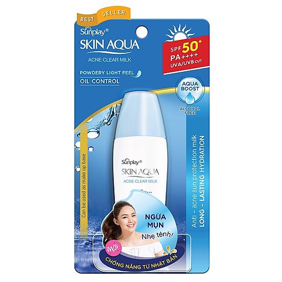 Sữa chống nắng dưỡng da ngừa mụn Sunplay Skin Aqua Acne Clear milk SPF 50+ PA++++ 25g