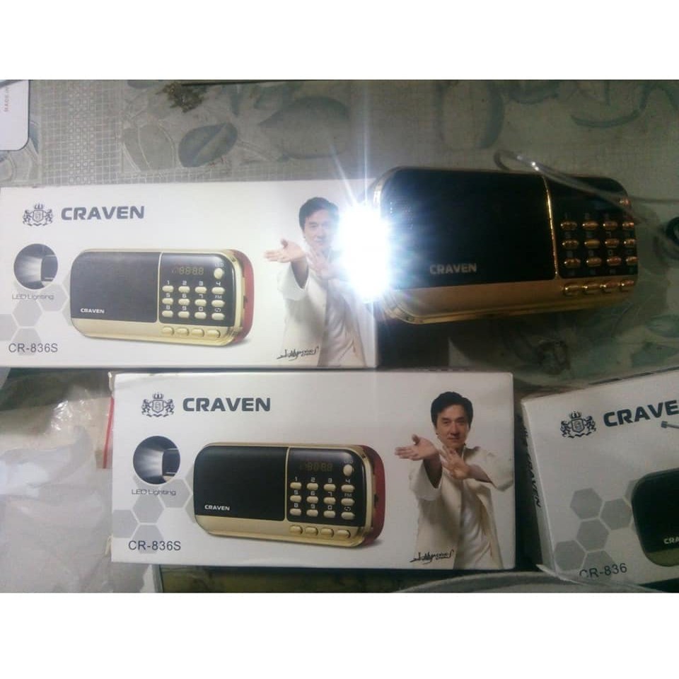 Loa nghe học ngoại ngữ Craven CR836s (2pin, có đèn pin, cắm thẻ nhở, usb)