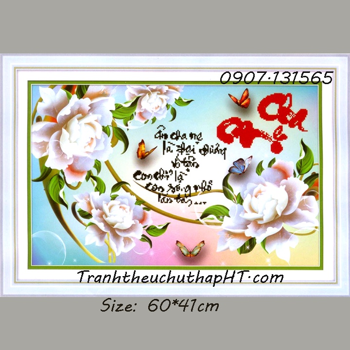 Tranh thêu chữ thập Cha mẹ  - chưa thêu