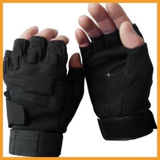găng tay bao tay xe máy moto biker có gù bảo vệ đen hở ngón Blackhawk