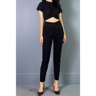 Quần baggy nữ vạt phối cúc, có bigsize