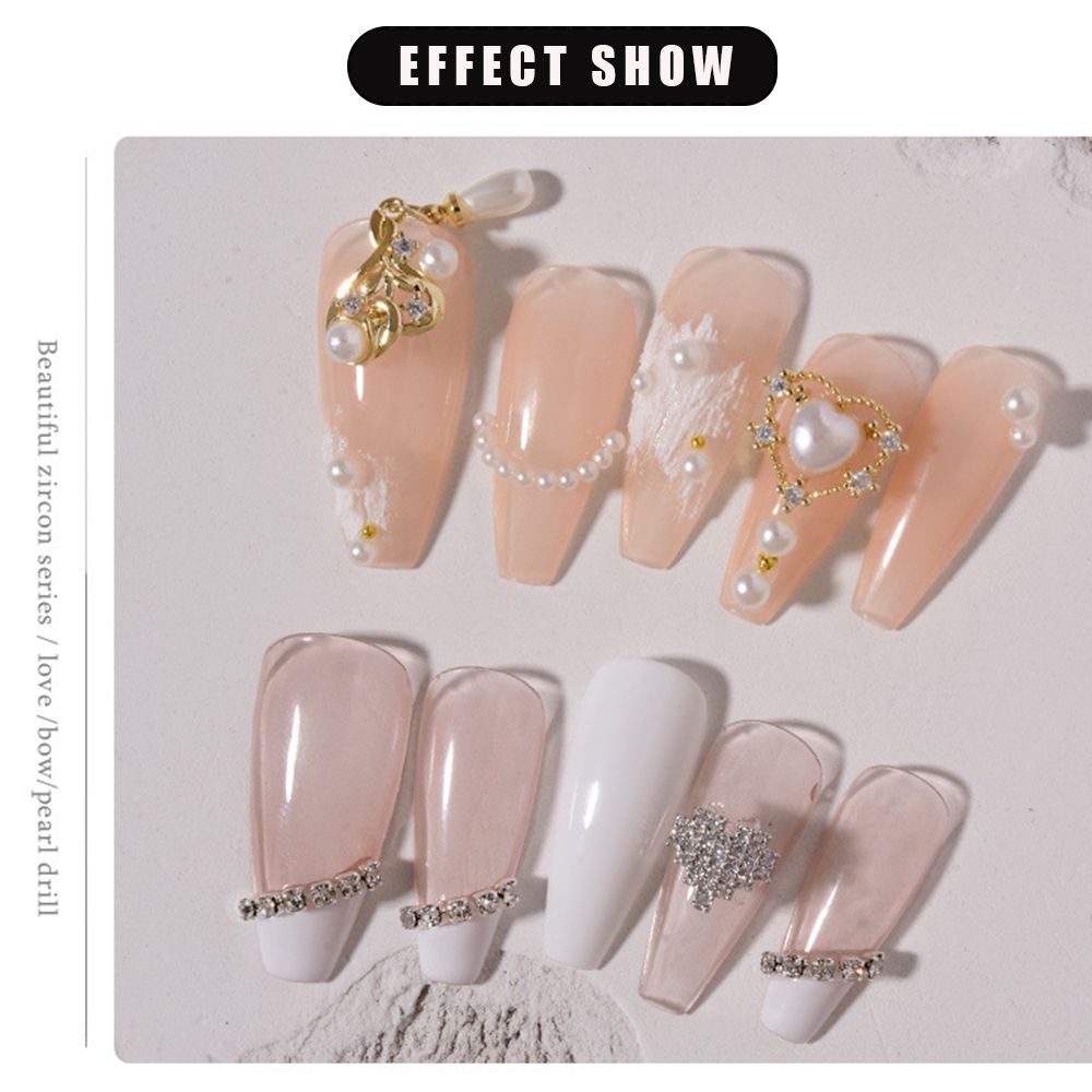 Miếng Dán Trang Trí Móng Tay 3D OKDEALS|Trang Trí Móng Tay Trái Tim|Mặt Dây Chuyền Đính Đá Zircon Mới
