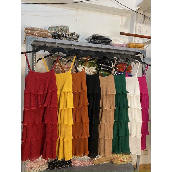 [Mã FAMARAL1 giảm 10K đơn 50K] Đầm dáng suông hai dây dập ly phối năm tầng siêu đẹp kèm hình thật đủ màu | BigBuy360 - bigbuy360.vn