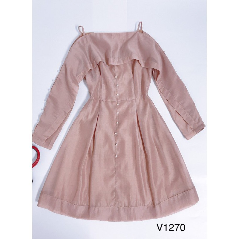 [ xả kho ] MiD Đầm hở vai đính ngọc tay dài V1270 Mie Design kèm ảnh thật