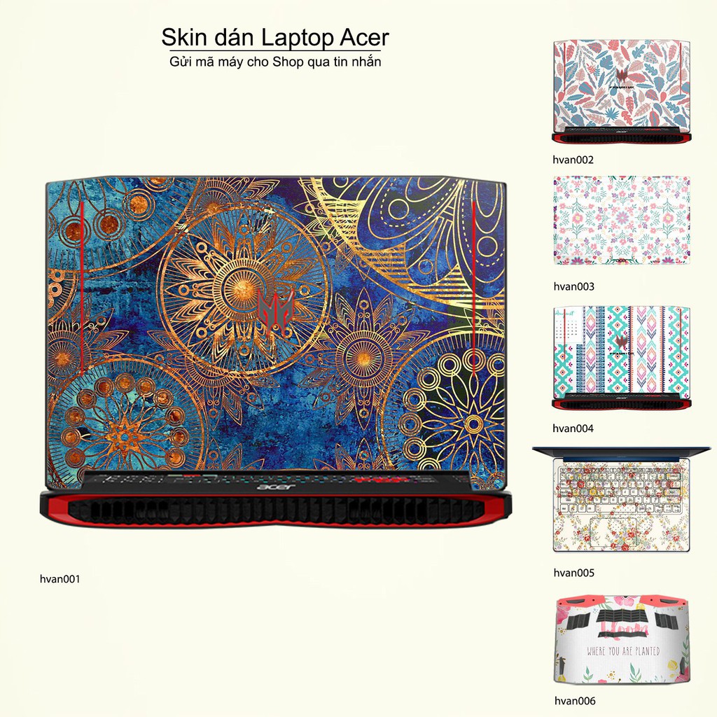 Skin dán Laptop Acer in hình Hoa văn (inbox mã máy cho Shop)