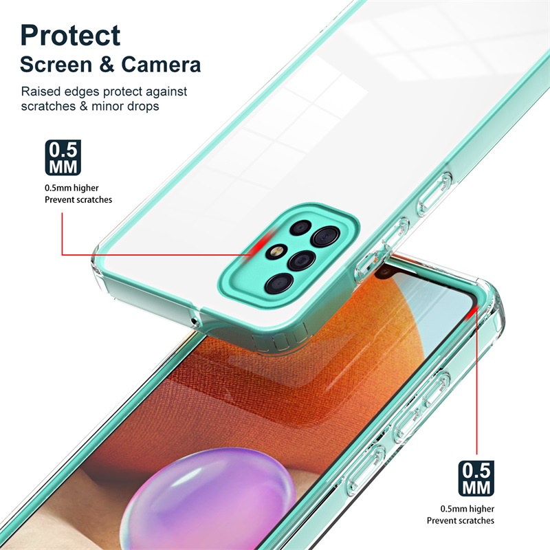 Ốp Điện Thoại PC Viền TPU Dẻo Trong Suốt Màu Macaron Chống Rơi Đơn Giản 3 Trong 1 Cho Samsung Galaxy A51 A71