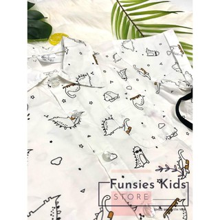 COMBO SÉT ÁO SƠ MI KHỦNG LONG + NÓN CHO BÉ TRAI
