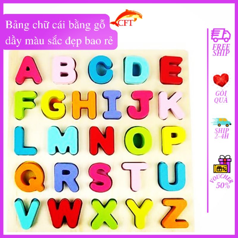 BẢNG CHỮ CÁI  CHO BÉ TIẾNG ANH CHỮ SỐ HÌNH KHỐI LOAI 20cm x 20cm