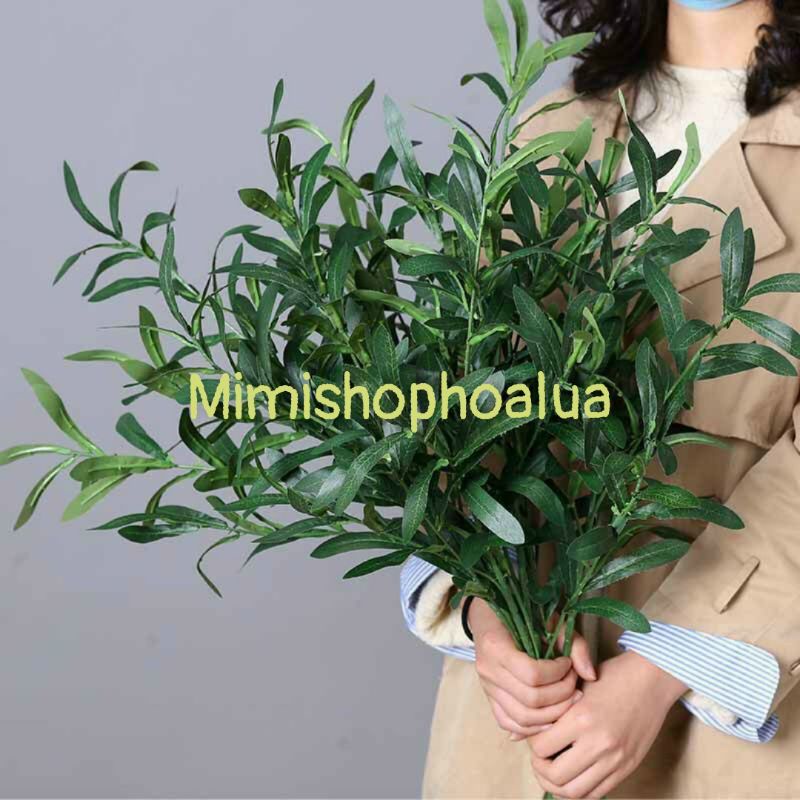 Cành lá oliu giả -6 nhánh - 10 nhánh  trang trí sự kiện - làm cây giả- cắm lọ hoa để bàn