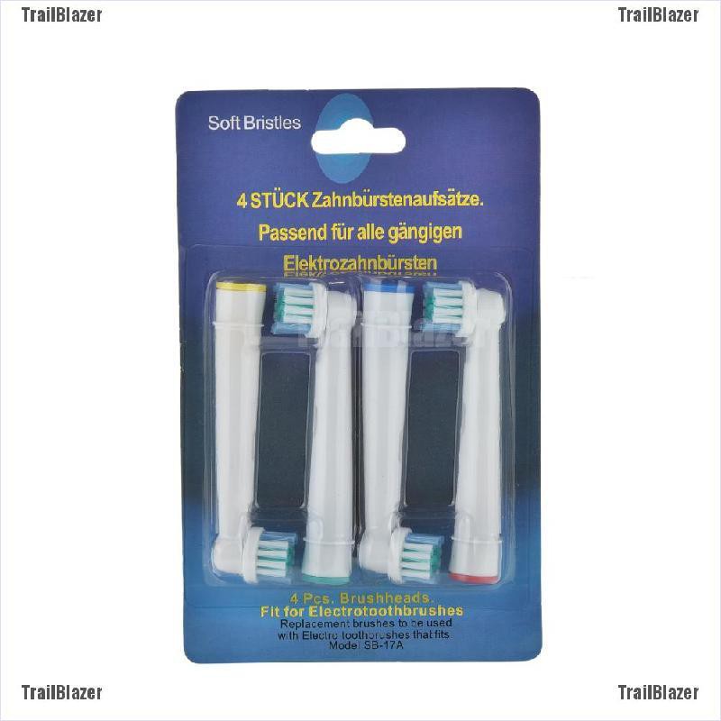 Set 4 đầu bàn chải đánh răng Eb17-4 chất lượng cao cho Braun Oral B White