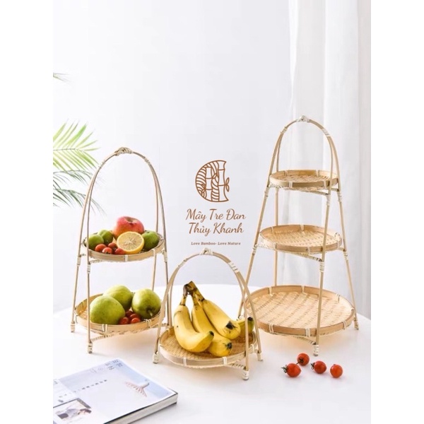 Mẹt Tre. Mẹt Tầng, Mẹt 1 2 3 Tầng Đựng Đồ Ăn Trang Trí( Đã Xử Lý Chống Mốc) Mây Tre Đan Thuỷ Khanh
