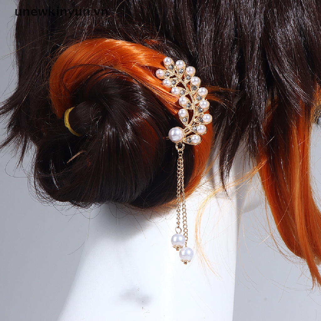 Trâm Cài Tóc Chữ U Đính Đá &amp; Ngọc Trai Giả