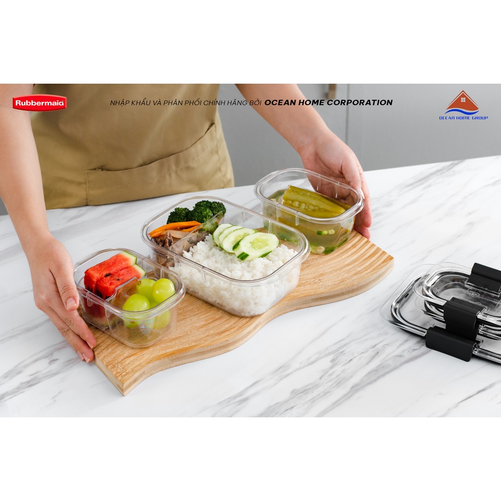 Bộ hộp đựng cơm cao cấp nhựa Tritan Brillance nắp gài Rubbermaid USA