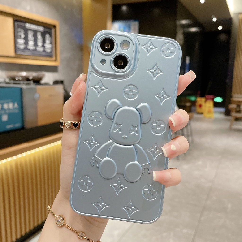 Ốp Điện Thoại Mềm Mạ Hình Gấu 3D Cho 13 Pro Max 12 11 Pro Max X XR 8 7 Plus