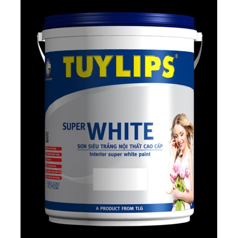 Sơn Siêu Trắng mịn Nội thất Tuylips Super White Lon 5L sơn trần trong nhà cao cấp