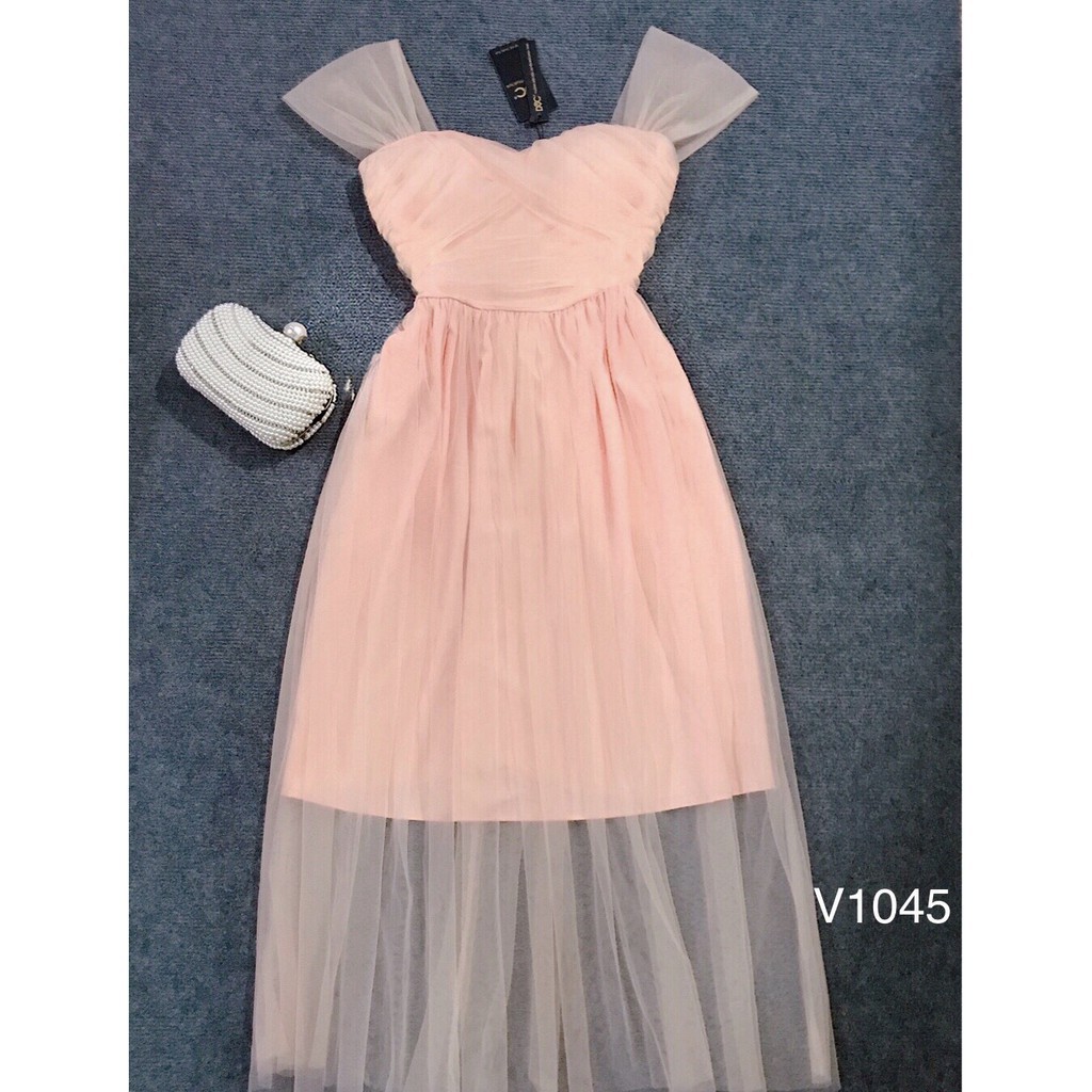 [ xả kho ] MiD Mie Design - Đầm hồng cam V1045 ảnh thật