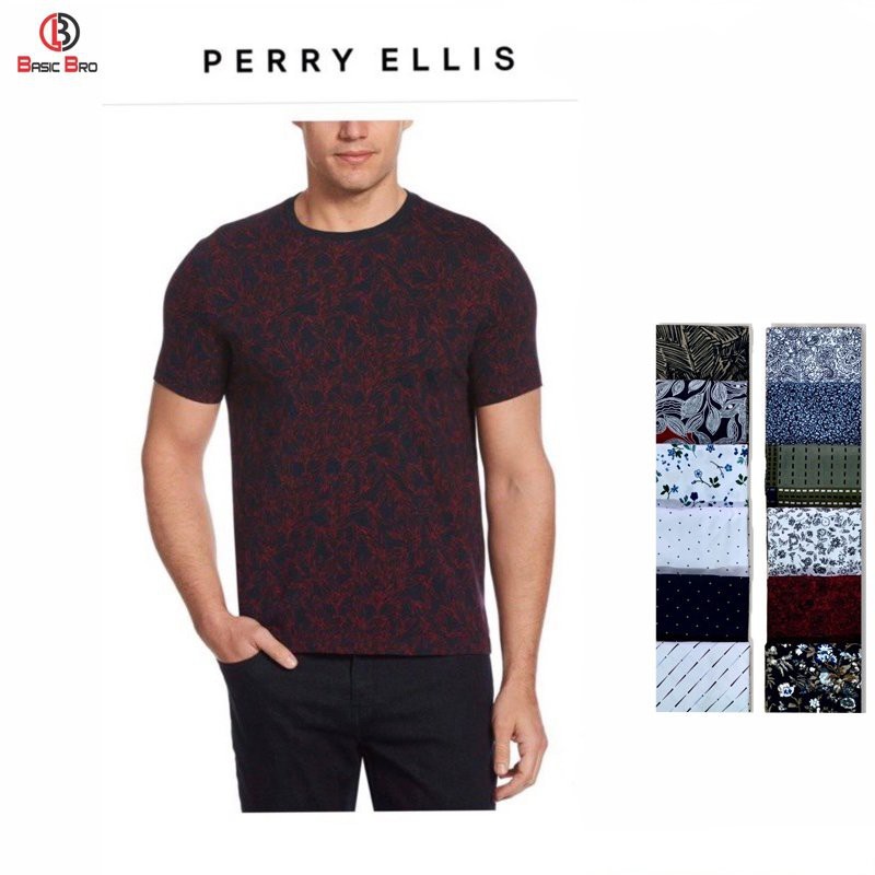 Áo thun nam ☘FREESHIP☘ Áo thun Perry Ellis ngắn tay cổ tròn, họa tiết lạ mắt 100% cotton dư xịn