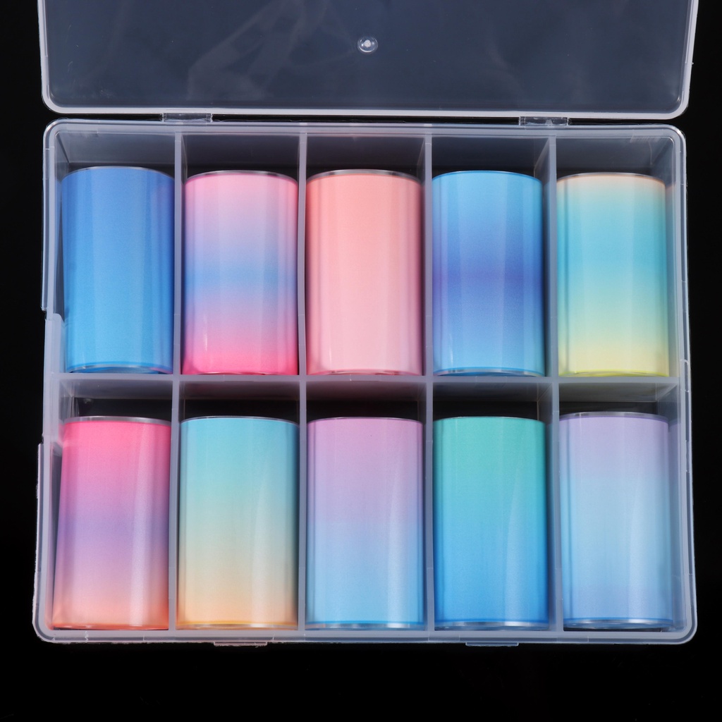 Bộ Sticker Dán Móng Tay Màu Sắc Cầu Vồng Neon DIY