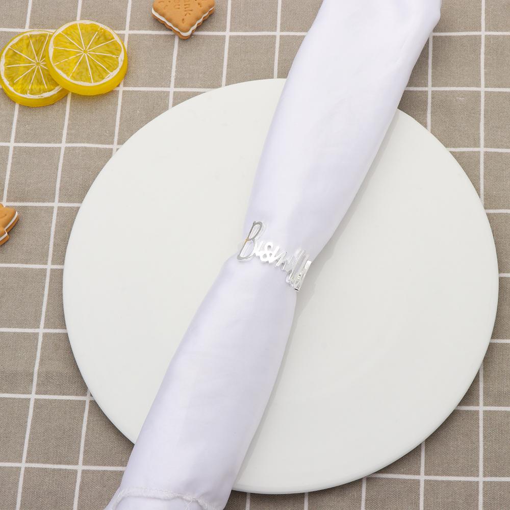 Set 1 / 6 Giá Đỡ Khăn Ăn In Chữ Độc Đáo Trang Trí Khách Sạn / Tiệc Cưới