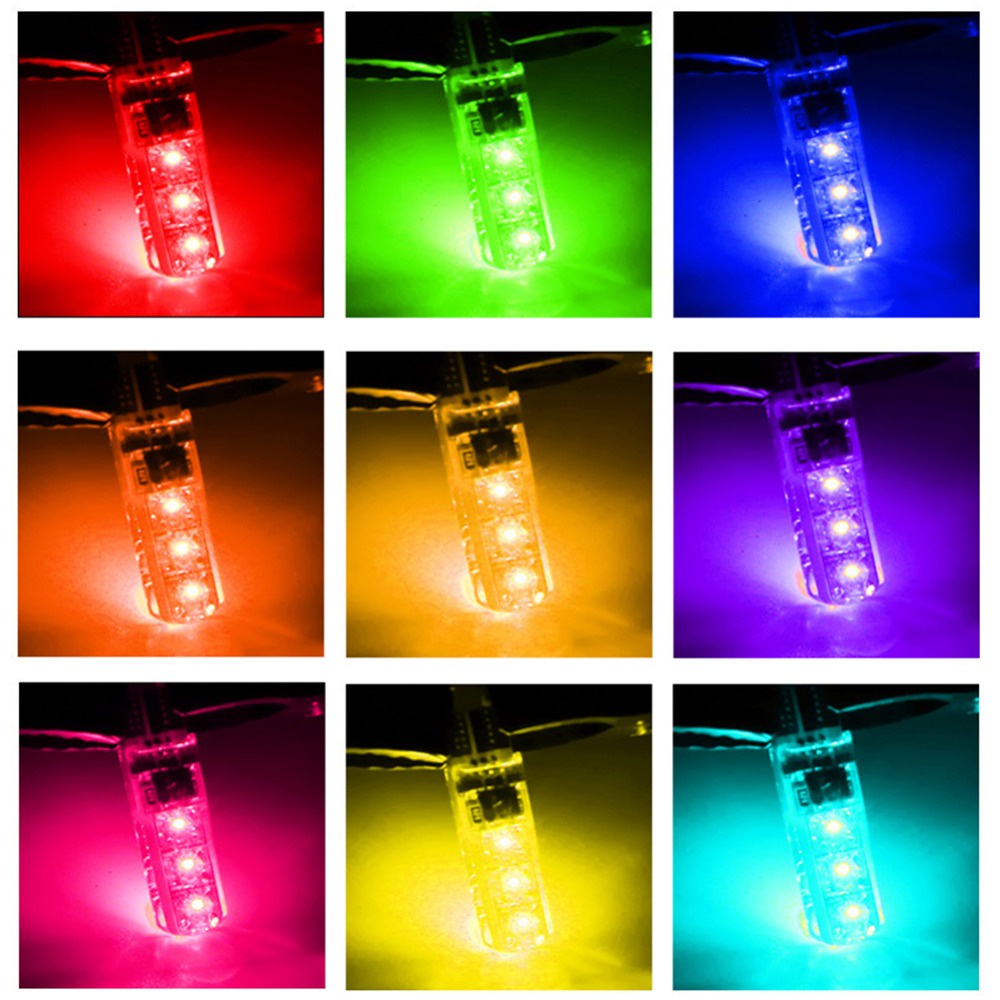 Set 2 Đèn led t10 w5w rgb 6smd cob canbus 194 168 Dành Cho Ô Tô