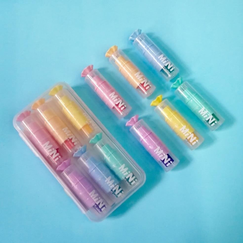 Set bút đánh dấu 6 màu MILASO bút nhớ highlight nhiều màu dễ thương kèm hộp đựng SP-001361