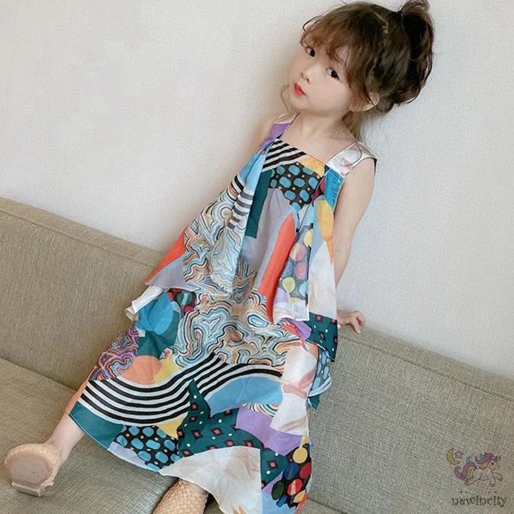 Đầm Sát Nách Đi Biển Phong Cách Bohemian Hàn Quốc Cho Bé Gái