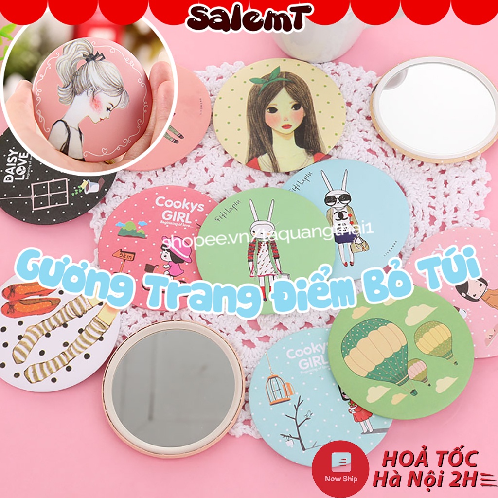 Gương Trang Điểm Hình Tròn Mini Mỏng Nhẹ Cầm Tay Bỏ Túi Nhiều Màu Dễ Thương Phong Cách Hàn Quốc - Giao Ngẫu Nhiên