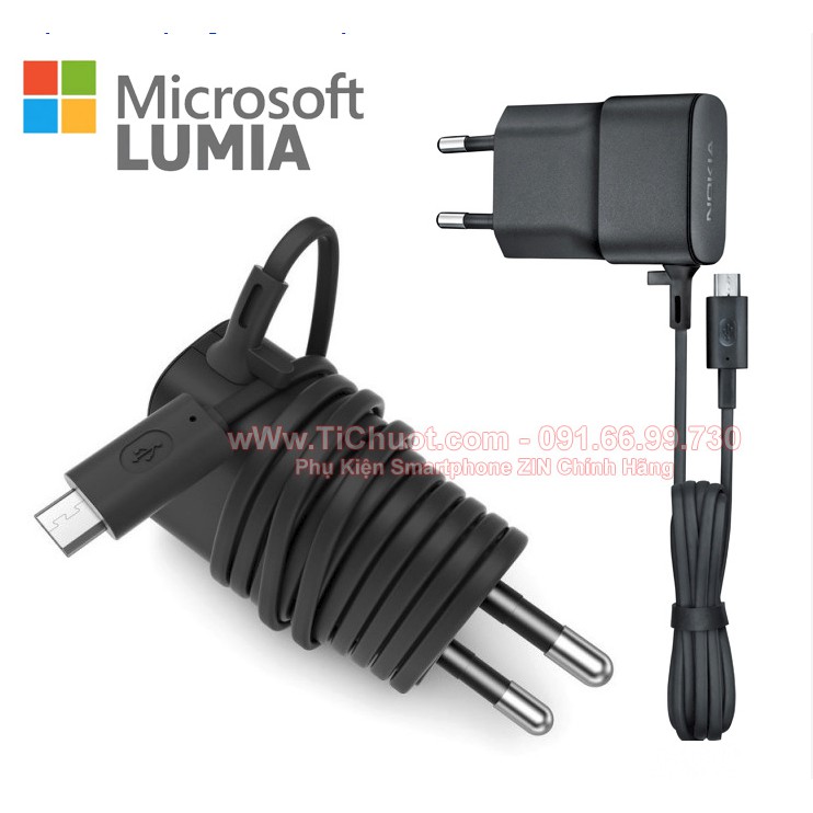 Củ Sạc Nokia Lumia AC-20 5V-750mA dây liền dài 1.5m ZIN Chính Hãng