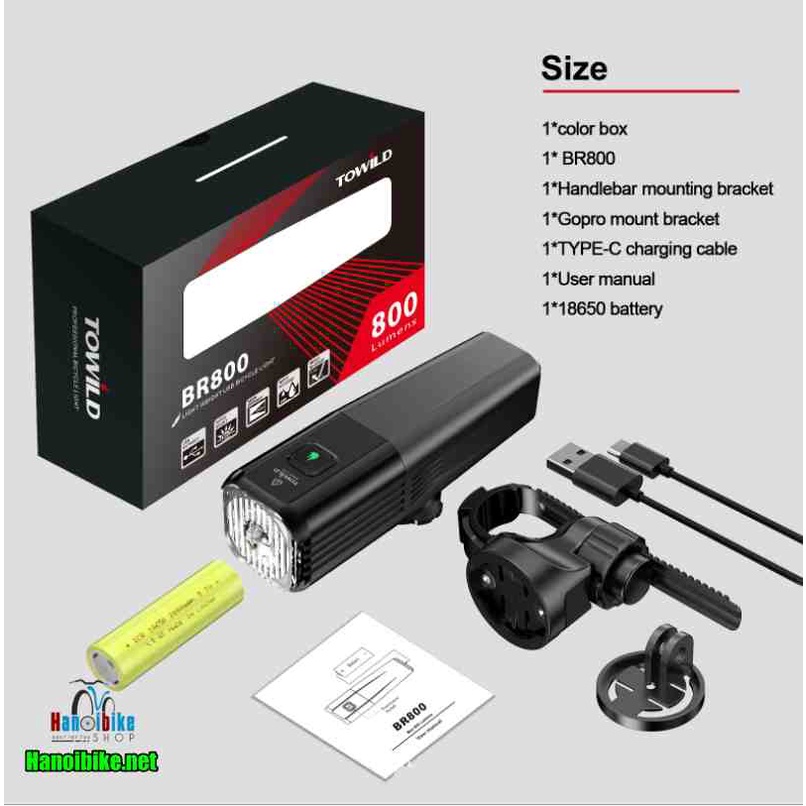 Đèn siêu sáng xe đạp Towild BR800