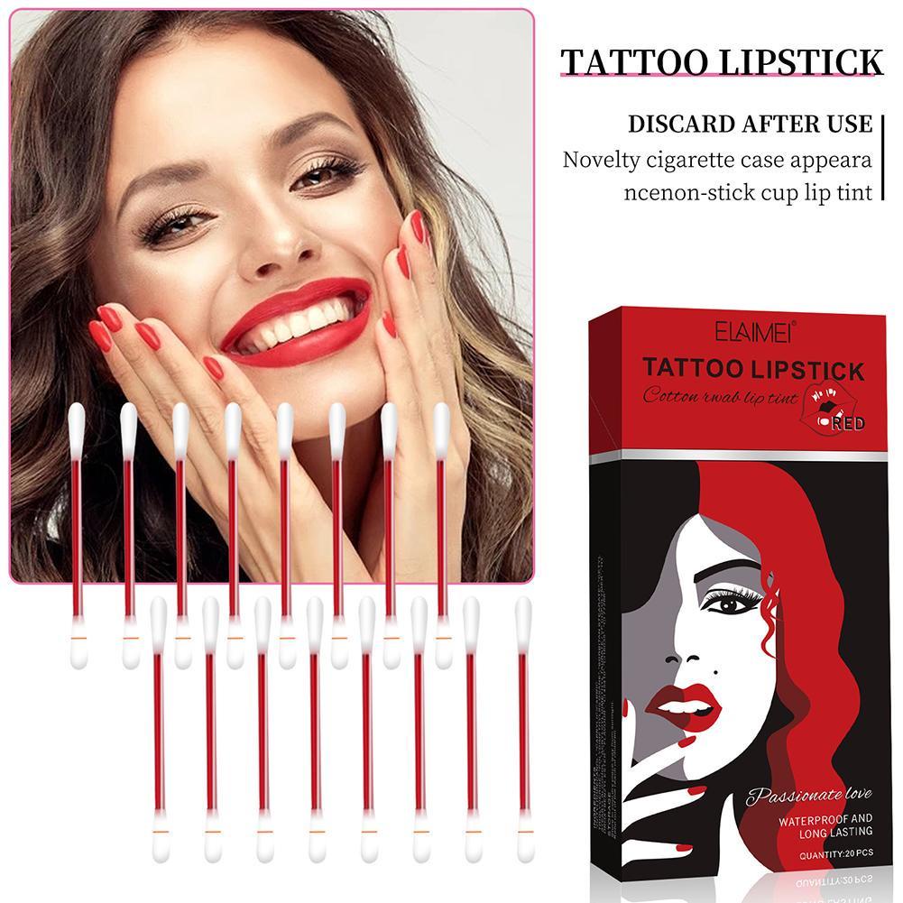 Hộp 20 Tăm Bông Son Môi J4G5 Hình Điếu Thuốc